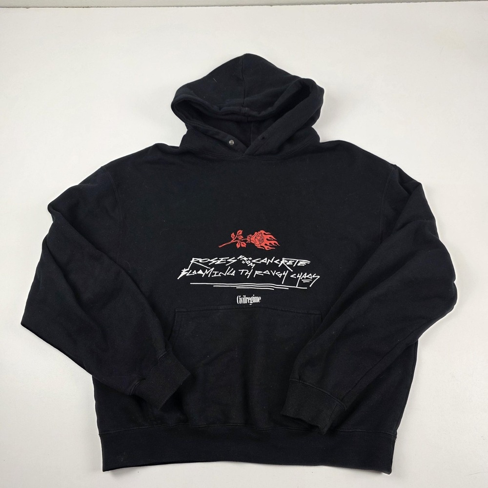 Civil Regime Hoodie Sweatshirt Mens Large Black Roses From Concrete Graphic
